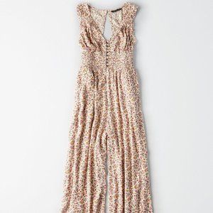 AE Floral Wide Leg Jumpsuit Small